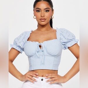 Iris crop top‎ eyelet milkmaid Small NWT festival Oktoberfest